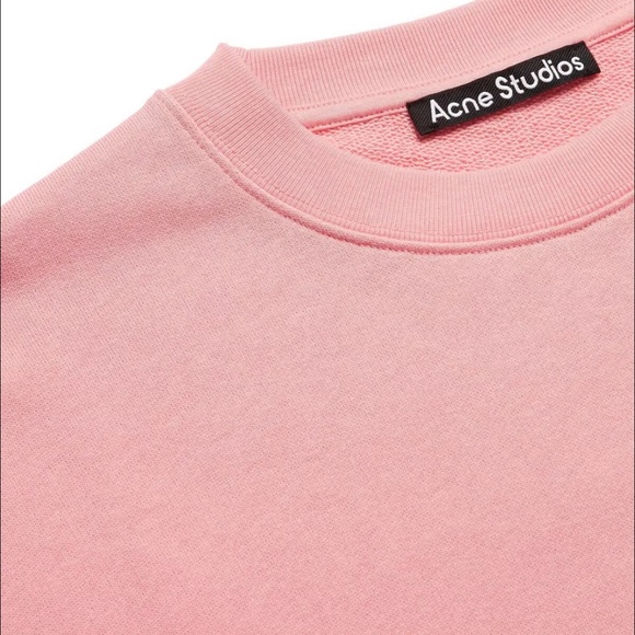 ACNE STUDIOS Forba Face Logo Pink Sweatshirt XS Oversized (Fits M) - Picture 4 of 8
